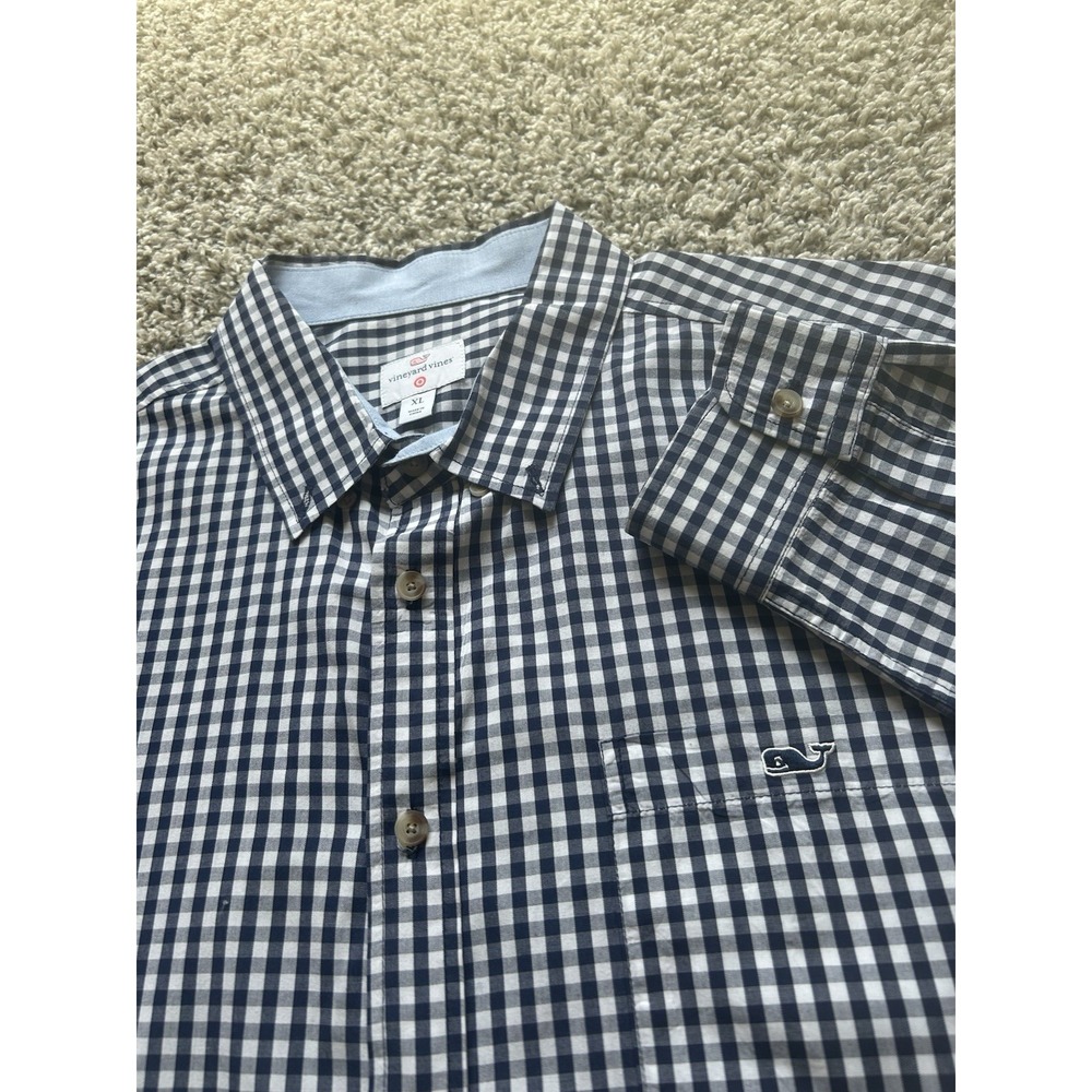 Vineyard Vines Men's XL Black/White Checkered Target Collab Long Slv Button Down